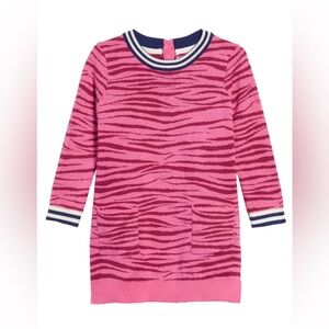 Mini Boden Zebra Print Cotton Dress – Pink/Red | Size 3–4 Years